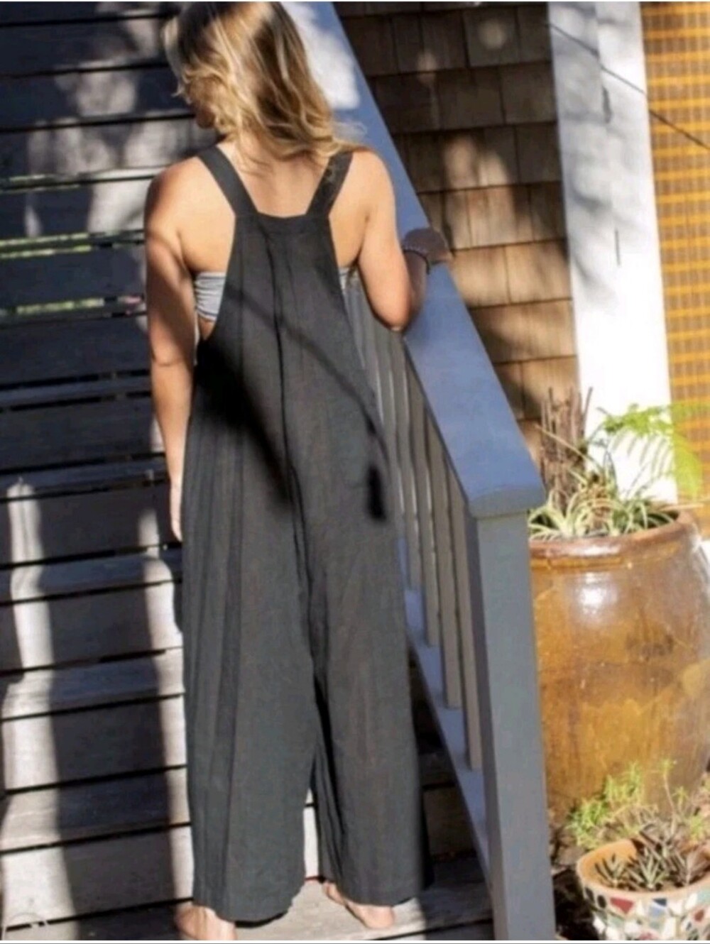 NATURAL LIFE Black Wide-Leg Tie-Strap Jumpsuit with Pockets- Carrington! - Picture 2 of 10